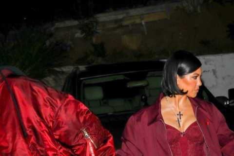 Kourtney Kardashian &amp; Travis Barker take her kids Mason, 12, &amp; Penelope, 9, to his son..