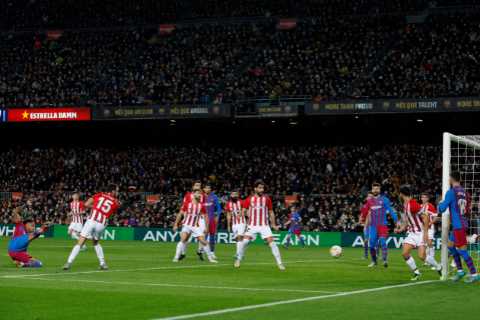 Watch Aubameyang score fifth Barcelona goal in three games vs Athletic Bilbao with ex-Arsenal..