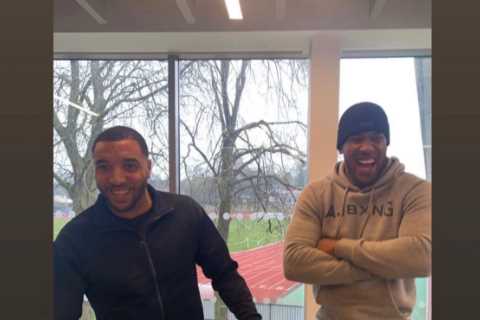 Anthony Joshua hangs out with Birmingham City pal Troy Deeney as he prepares for fight against..