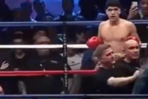 Fan INVADES ring during Deji vs Alex Wassabi YouTube boxing fight and gets stool thrown at him in..