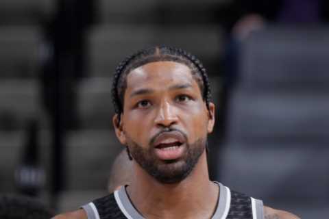 Tristan Thompson’s ‘mistress’ shows off new boob job in a skintight cut-out black catsuit in new..