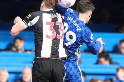 Kai Havertz clashes with Dan Burn after Chelsea star avoids red card for elbowing Newcastle..