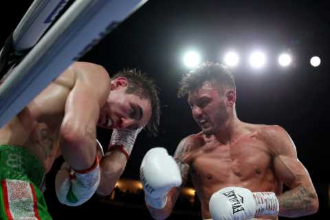 Watch Leigh Wood and Michael Conlan reunite hours after latter is rushed to hospital following..