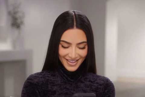 Kim Kardashian smiles and laughs as she gets secret text from Pete Davidson in Hulu reality show..