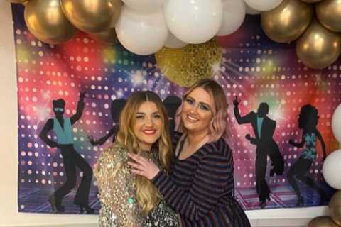 Gogglebox’s Izzi and Ellie Warner look worlds away from the sofa as they glam up for Abba night