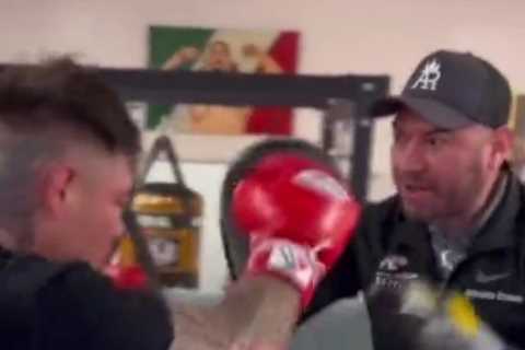 Watch Andy Ruiz Jr show off explosive hand speed and trim figure as he trains for his return to the ..