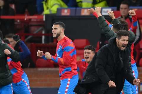 Diego Simeone PELTED with missiles by shameful fans as he runs for cover after sending Man Utd..