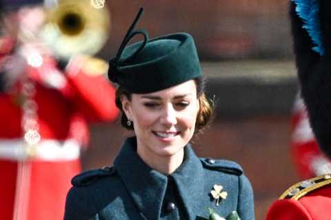 Kate Middleton wears green as she attends the Irish Guards’ St Patrick’s Day Parade