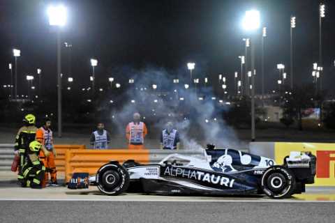 Pierre Gasly forced to abandon car at side of track as it sets on FIRE towards end of dramatic..