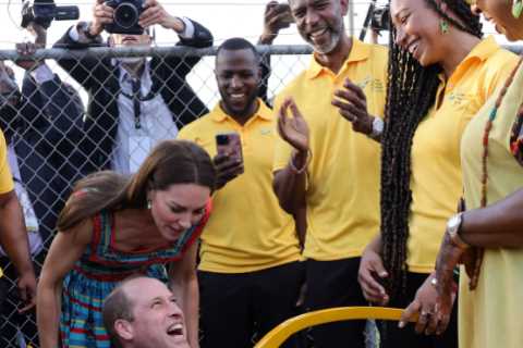 Kate and Prince William grin in ‘Cool Runnings’ bobsleigh and Duchess plays drum in Jamaica