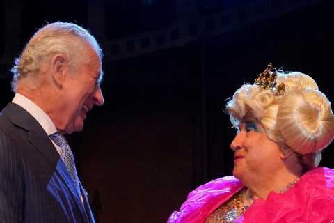 Prince Charles blushes as panto dame calls him ‘absolutely marvellous’ on Northern Ireland tour