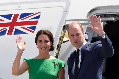 Kate slips into gorgeous blue dress as she says goodbye to Jamaica and touches down in the Bahamas..