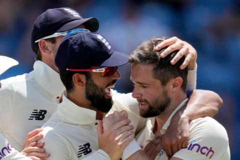 Chris Woakes rips through Windies middle order to leave Joe Root’s England with huge chance to win..