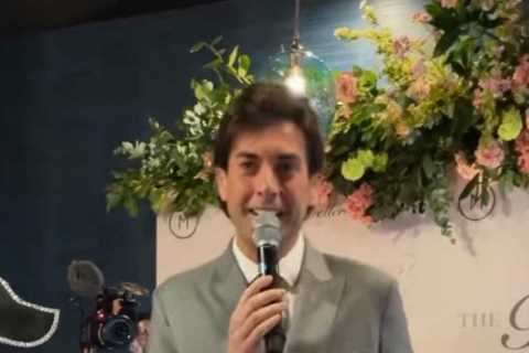 James Argent shows off his incredible 13 stone weight loss as he performs on stage