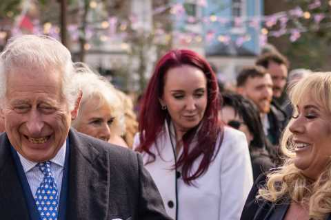 Prince Charles shares a laugh with EastEnders cast as he &amp; Camilla visit new Albert Square set