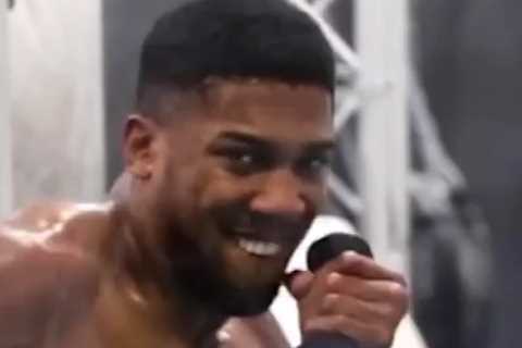 Watch Anthony Joshua train as he shows off ripped body and frightening punch power ahead of..