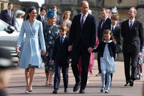 Prince William and Kate Middleton arrive at Windsor Castle for Easter Sunday service as Queen..