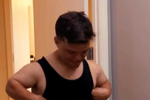 Little People’s Zach Roloff shows off bulging muscles in a spandex for fitness competition in..