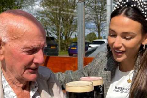 Michelle Keegan looks amazing as she enjoys a pint of Guinness in the sun with her granddad