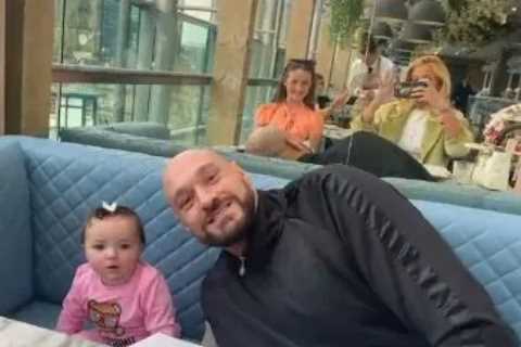Tyson Fury treats ‘pregnant’ Paris and kids to dinner as baby daughter Athena ‘sits like a grown..