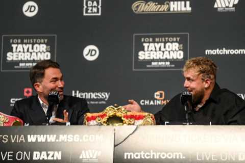 Watch Jake Paul and Eddie Hearn make huge $1m wager for boxing super-fight this weekend