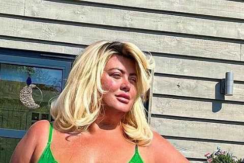 Gemma Collins shows off remarkable weight loss as she strips to skimpy swimsuit in her garden hot..