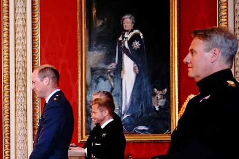 Giddy Mel B beams as she curtsies to Prince William while receiving MBE in front of proud mum