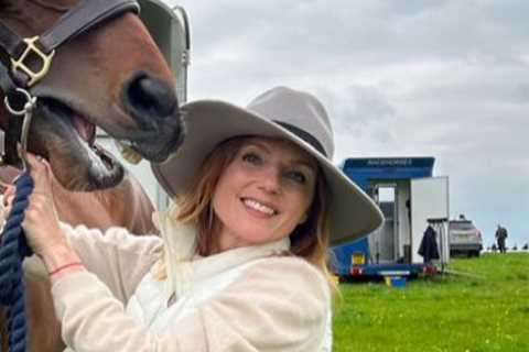 Geri Horner and husband Christian celebrate first racehorse winner named after her No 1 hit