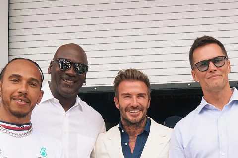 Lewis Hamilton poses with David Beckham, Tom Brady and Michael Jordan as US sporting royalty flocks ..