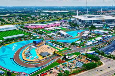 Inside most glamorous F1 race of season as Miami GP has cable cars over track and fake marina with..