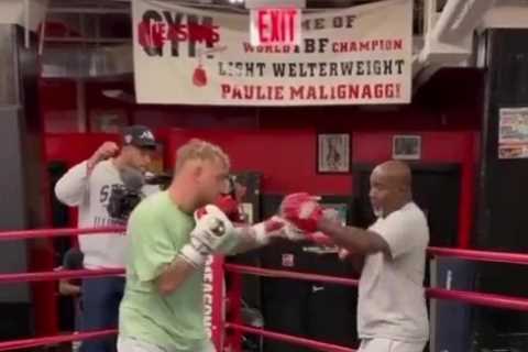 Watch Jake Paul show off explosive power and slick hand speed on pads ahead of YouTuber’s comeback..