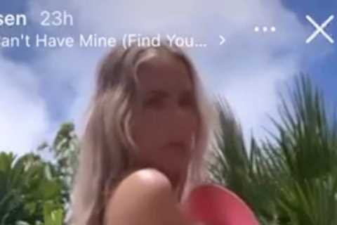 Kylie Jenner’s assistant Maguire Amundsen goes nearly naked in just a pink thong &amp; teeny top on ..