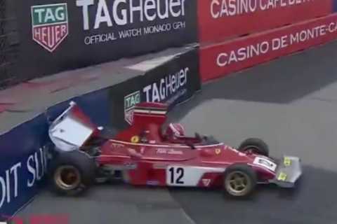 Watch as Formula 1 driver Charles Leclerc crashes legend Niki Lauda’s £1m 1974 Ferrari into wall in ..