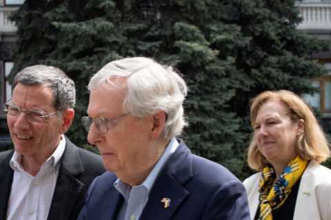 McConnell and other Republican senators make a secret visit to Ukraine.