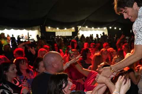 James Argent looks slimmer than ever as he is mobbed by crowd of 1,000 female fans at Ladies Day