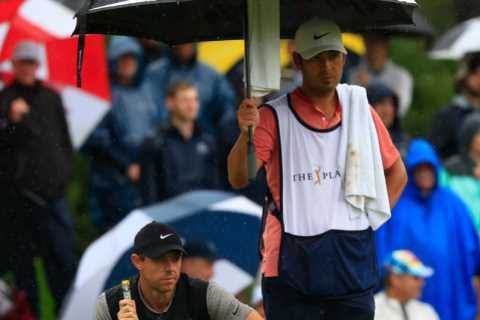 Players Championship set for first-ever TUESDAY finish as soaked fans left to belly-slide on..
