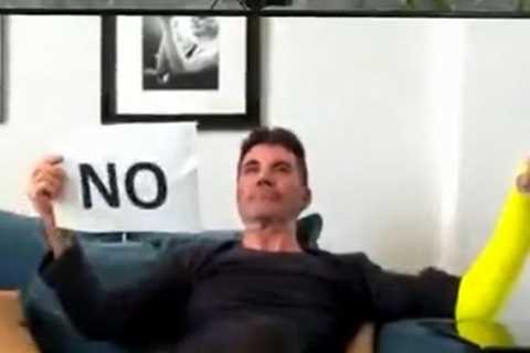 Simon Cowell reveals broken arm as he joins Britain’s Got Talent via video link after e-bike crash