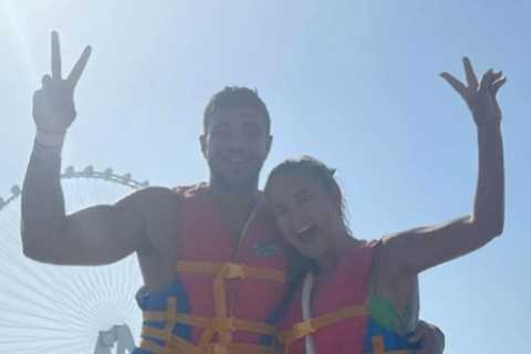 Tommy Fury injured at water park as he and Molly-Mae Hague take on inflatable assault course