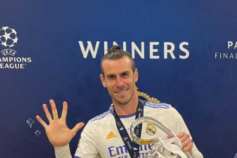 Gareth Bale flew straight to Portugal after winning fifth Champions League title to link up with..