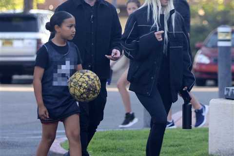 Kim Kardashian’s daughter, North, 9 shows off $250 Versace basketball after the star was slammed..