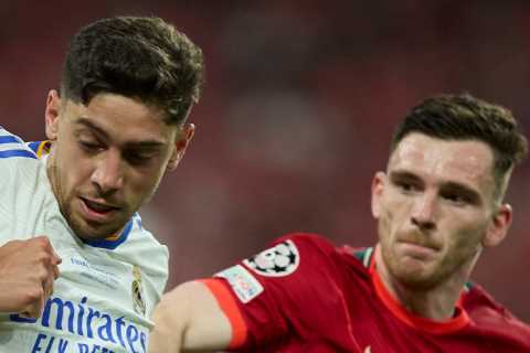 Federico Valverde jokes it’s ‘harder watching his son’ than marking Liverpool star Robertson in..