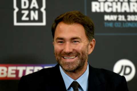 Eddie Hearn hilariously claims he can’t wait for the day someone ‘chins’ Jake Paul ahead of Tommy..