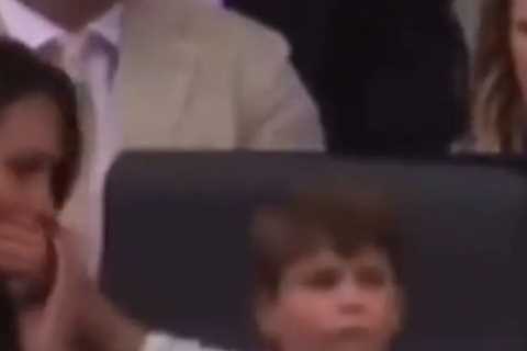 Royal fans all say the same thing as cheeky Prince Louis caught covering his mum Kate’s MOUTH..