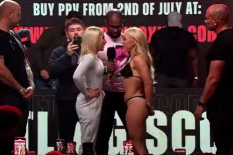 OnlyFans models Elle Brooke and Astrid Wett trade blows ahead of boxing fight as Brooke taunts..
