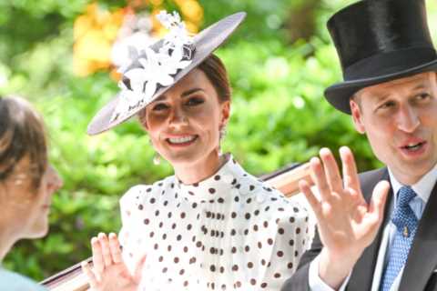 Kate Middleton wows in polka dot dress as she and Prince William lead Royals at Ascot while Queen,..