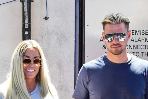 Katie Price and Carl Woods looks like twins with matching blonde hair and tattoos as she wears £520 ..