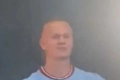 Man City officially confirm £51m Erling Haaland transfer as striker poses in new home shirt for..