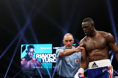 Watch Richard Riakporhe take step closer to world title bout with brutal body shot to beat Fabio..