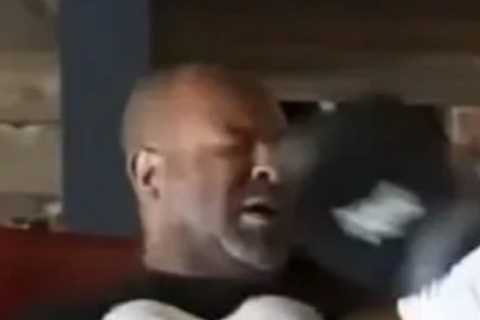 Mike Tyson gives trainer swollen lip with huge punch as 55-year-old boxing legend trains ahead of..
