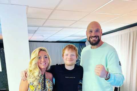 Tyson Fury and wife Paris hang out with pop icon Ed Sheeran as Brit heavyweight king continues to..